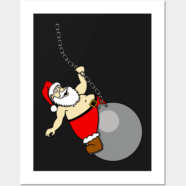 Santa on his Wrecking Ball Wall Art by NerdShizzle